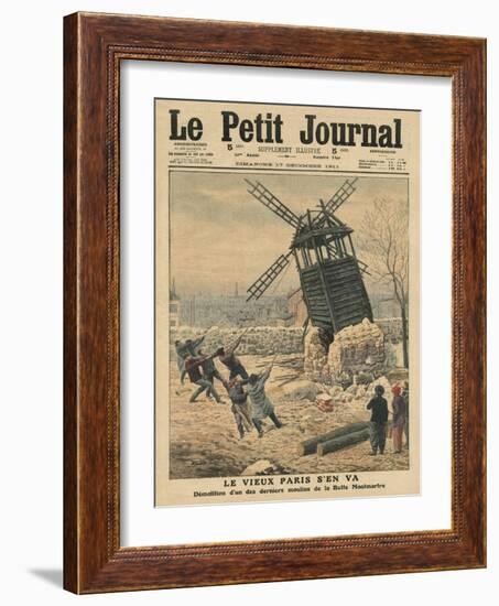 Pulling Down One of the Last Windmills on the Butte Montmartre-French School-Framed Giclee Print