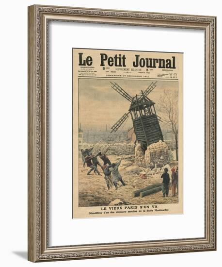 Pulling Down One of the Last Windmills on the Butte Montmartre-French School-Framed Giclee Print