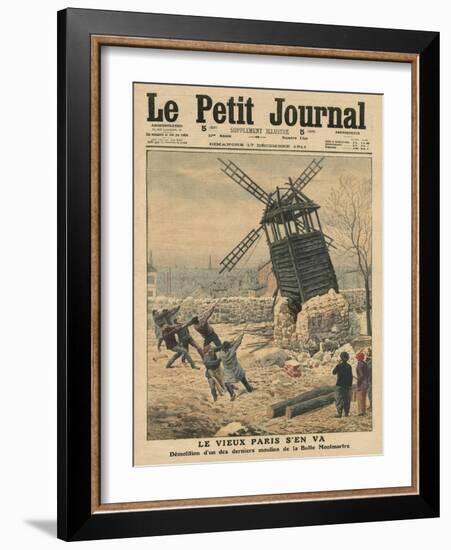 Pulling Down One of the Last Windmills on the Butte Montmartre-French School-Framed Giclee Print