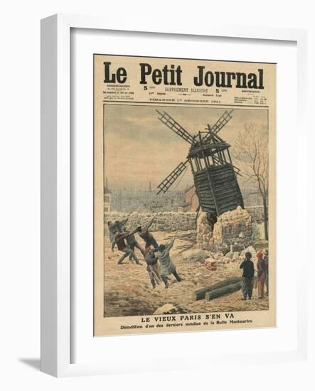 Pulling Down One of the Last Windmills on the Butte Montmartre-French School-Framed Giclee Print