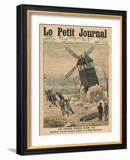 Pulling Down One of the Last Windmills on the Butte Montmartre-French School-Framed Giclee Print