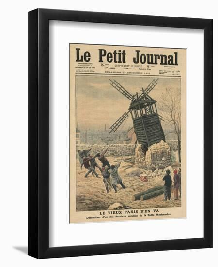 Pulling Down One of the Last Windmills on the Butte Montmartre-French School-Framed Premium Giclee Print