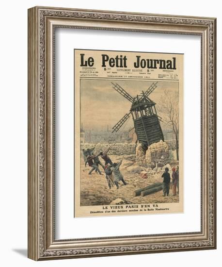 Pulling Down One of the Last Windmills on the Butte Montmartre-French School-Framed Giclee Print
