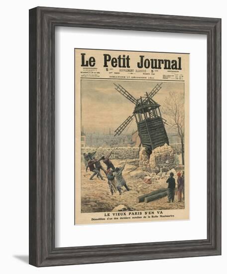 Pulling Down One of the Last Windmills on the Butte Montmartre-French School-Framed Giclee Print