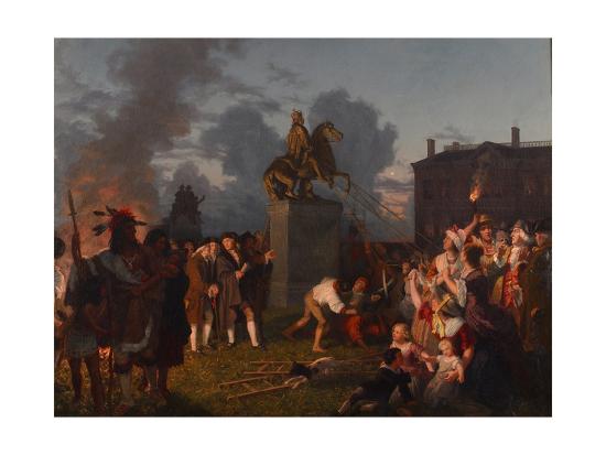 Pulling Down The Statue Of King George Iii C 1859 Giclee Print
