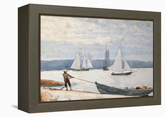 Pulling the Dory, 1880-Winslow Homer-Framed Premier Image Canvas