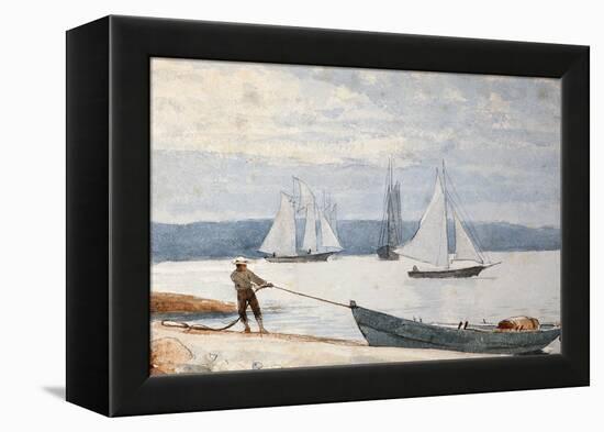 Pulling the Dory, 1880-Winslow Homer-Framed Premier Image Canvas