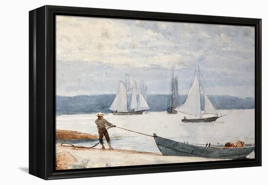 Pulling the Dory, 1880-Winslow Homer-Framed Premier Image Canvas