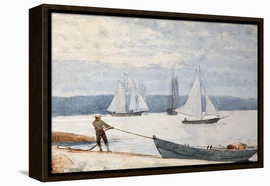 Pulling the Dory, 1880-Winslow Homer-Framed Premier Image Canvas