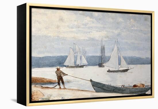 Pulling the Dory, 1880-Winslow Homer-Framed Premier Image Canvas