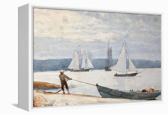 Pulling the Dory, 1880-Winslow Homer-Framed Premier Image Canvas