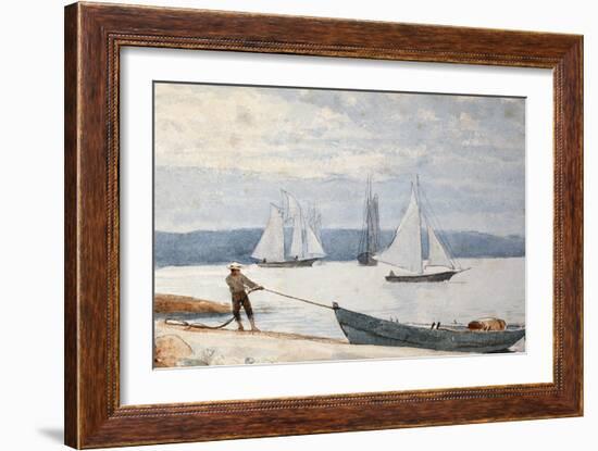 Pulling the Dory, 1880-Winslow Homer-Framed Premium Giclee Print