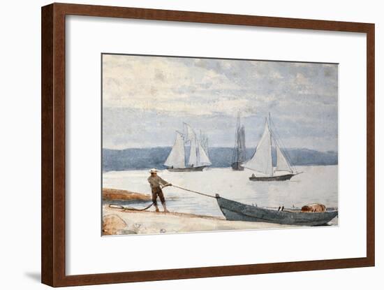 Pulling the Dory, 1880-Winslow Homer-Framed Premium Giclee Print