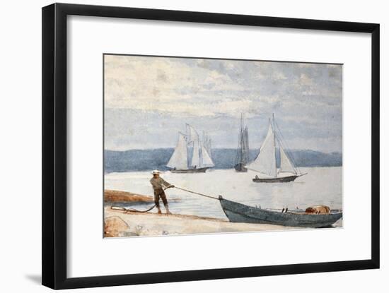 Pulling the Dory, 1880-Winslow Homer-Framed Premium Giclee Print