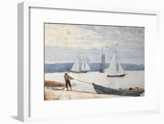 Pulling the Dory, 1880-Winslow Homer-Framed Premium Giclee Print