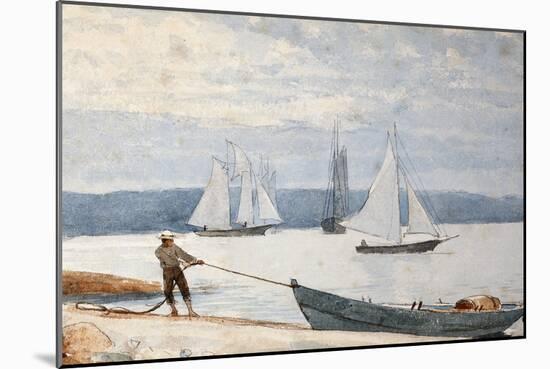 Pulling the Dory, 1880-Winslow Homer-Mounted Premium Giclee Print