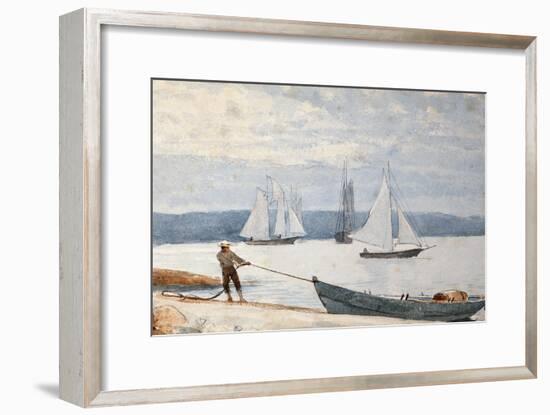 Pulling the Dory, 1880-Winslow Homer-Framed Premium Giclee Print