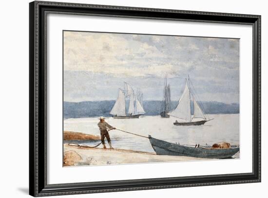 Pulling the Dory, 1880-Winslow Homer-Framed Giclee Print