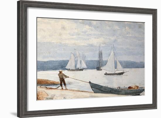 Pulling the Dory, 1880-Winslow Homer-Framed Giclee Print