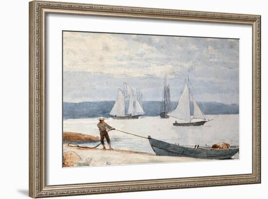 Pulling the Dory, 1880-Winslow Homer-Framed Giclee Print