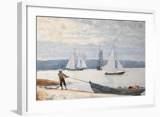 Pulling the Dory, 1880-Winslow Homer-Framed Giclee Print