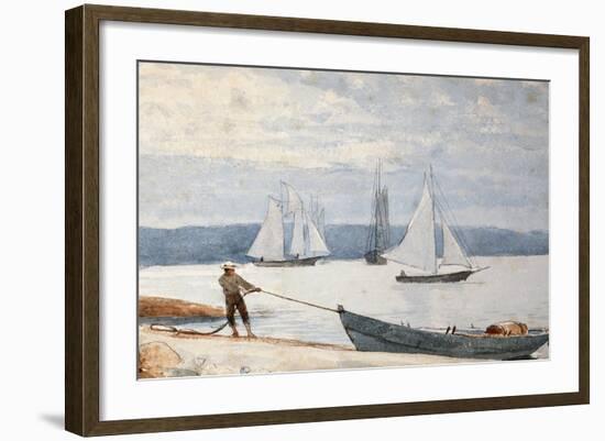 Pulling the Dory, 1880-Winslow Homer-Framed Giclee Print