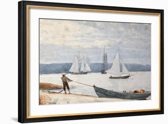 Pulling the Dory, 1880-Winslow Homer-Framed Giclee Print