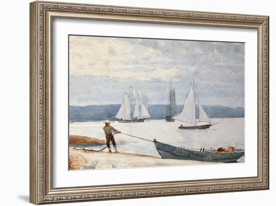 Pulling the Dory, 1880-Winslow Homer-Framed Giclee Print