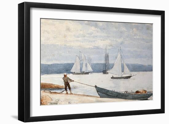 Pulling the Dory, 1880-Winslow Homer-Framed Giclee Print