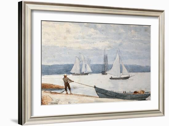 Pulling the Dory, 1880-Winslow Homer-Framed Giclee Print