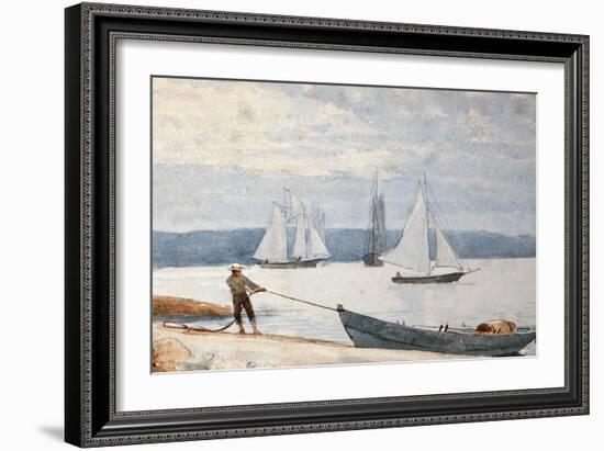 Pulling the Dory, 1880-Winslow Homer-Framed Giclee Print