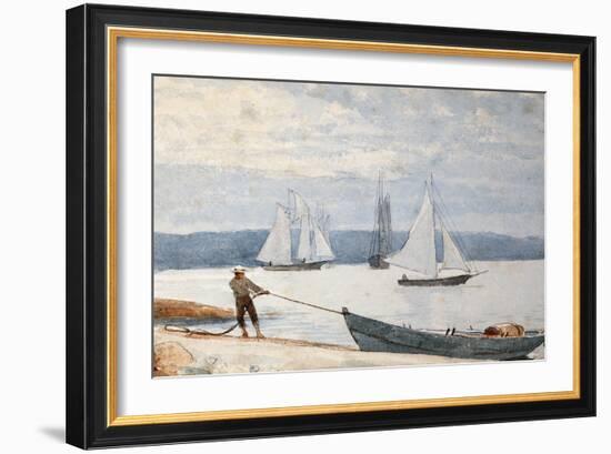 Pulling the Dory, 1880-Winslow Homer-Framed Giclee Print