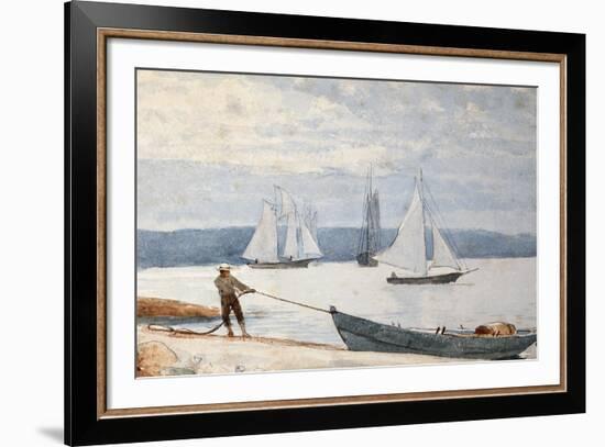 Pulling the Dory, 1880-Winslow Homer-Framed Premium Giclee Print