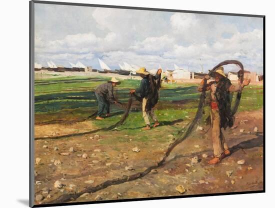 Pulling the Fishing Nets, 1896 (Oil on Canvas)-Joaquin Sorolla y Bastida-Mounted Giclee Print