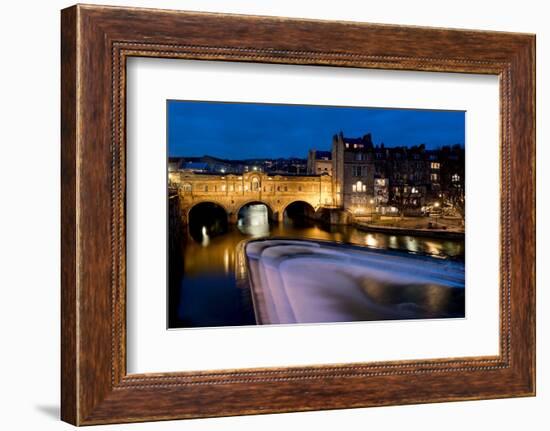 Pulteney Bridge at dusk, Bath,  Somerset-Charles Bowman-Framed Photographic Print