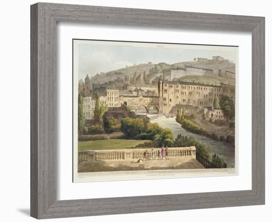 Pulteney Bridge, from 'Bath Illustrated by a Series of Views', Engraved by John Hill-John Claude Nattes-Framed Premium Giclee Print