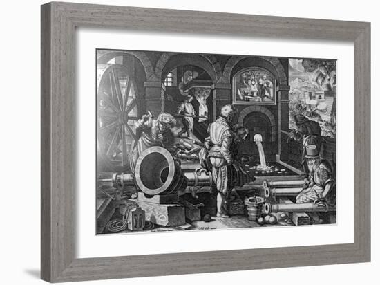 Pulvis Pyrius, Plate 3 from 'Nova Reperta', Engraved by Philip Galle, C.1580-1605-Jan van der Straet-Framed Giclee Print