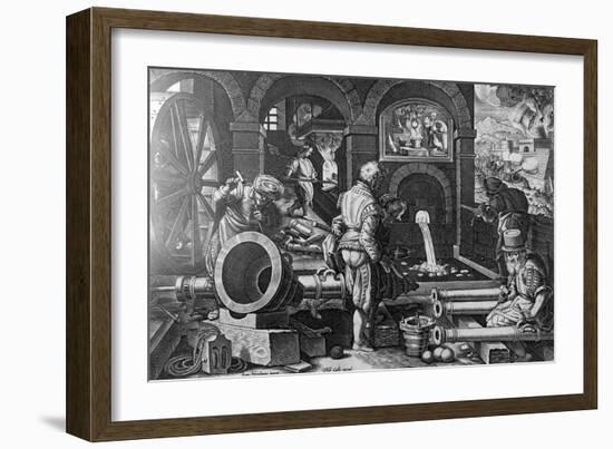 Pulvis Pyrius, Plate 3 from 'Nova Reperta', Engraved by Philip Galle, C.1580-1605-Jan van der Straet-Framed Giclee Print