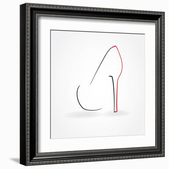 Pump Shoe Silhouette-mcherevan-Framed Art Print