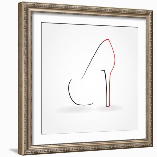 Pump Shoe Silhouette-mcherevan-Framed Art Print