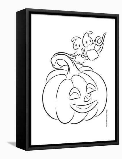 Pumpkin and Ghosts-Olga And Alexey Drozdov-Framed Premier Image Canvas