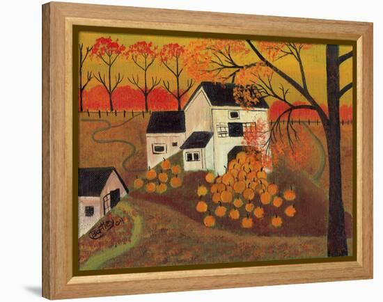 Pumpkin Barn Autumn Folk Art Cheryl Bartley-Cheryl Bartley-Framed Premier Image Canvas