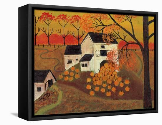 Pumpkin Barn Autumn Folk Art Cheryl Bartley-Cheryl Bartley-Framed Premier Image Canvas