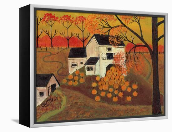 Pumpkin Barn Autumn Folk Art Cheryl Bartley-Cheryl Bartley-Framed Premier Image Canvas