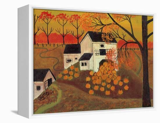 Pumpkin Barn Autumn Folk Art Cheryl Bartley-Cheryl Bartley-Framed Premier Image Canvas