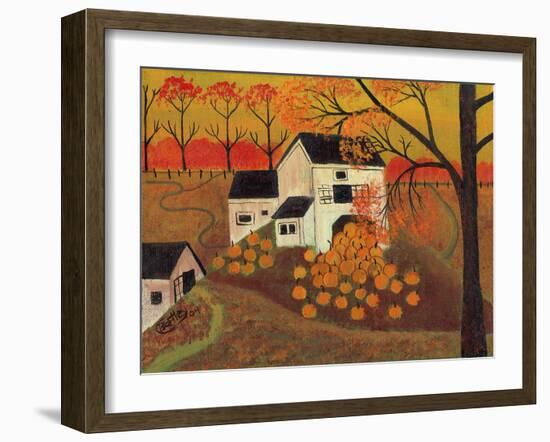 Pumpkin Barn Autumn Folk Art Cheryl Bartley-Cheryl Bartley-Framed Giclee Print