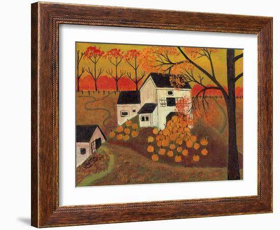 Pumpkin Barn Autumn Folk Art Cheryl Bartley-Cheryl Bartley-Framed Giclee Print