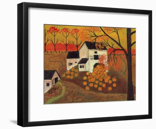 Pumpkin Barn Autumn Folk Art Cheryl Bartley-Cheryl Bartley-Framed Giclee Print