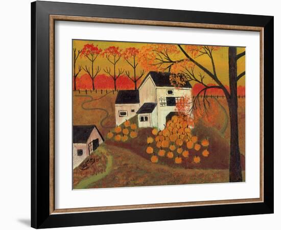 Pumpkin Barn Autumn Folk Art Cheryl Bartley-Cheryl Bartley-Framed Giclee Print