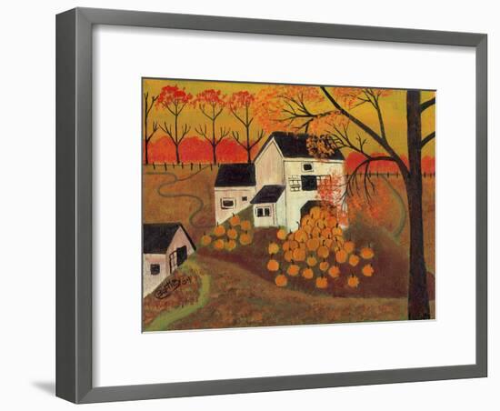 Pumpkin Barn Autumn Folk Art Cheryl Bartley-Cheryl Bartley-Framed Giclee Print